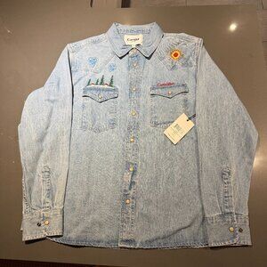 NWT Corridor New York - Mountain Embroidery Western Indigo Denim Shirt
